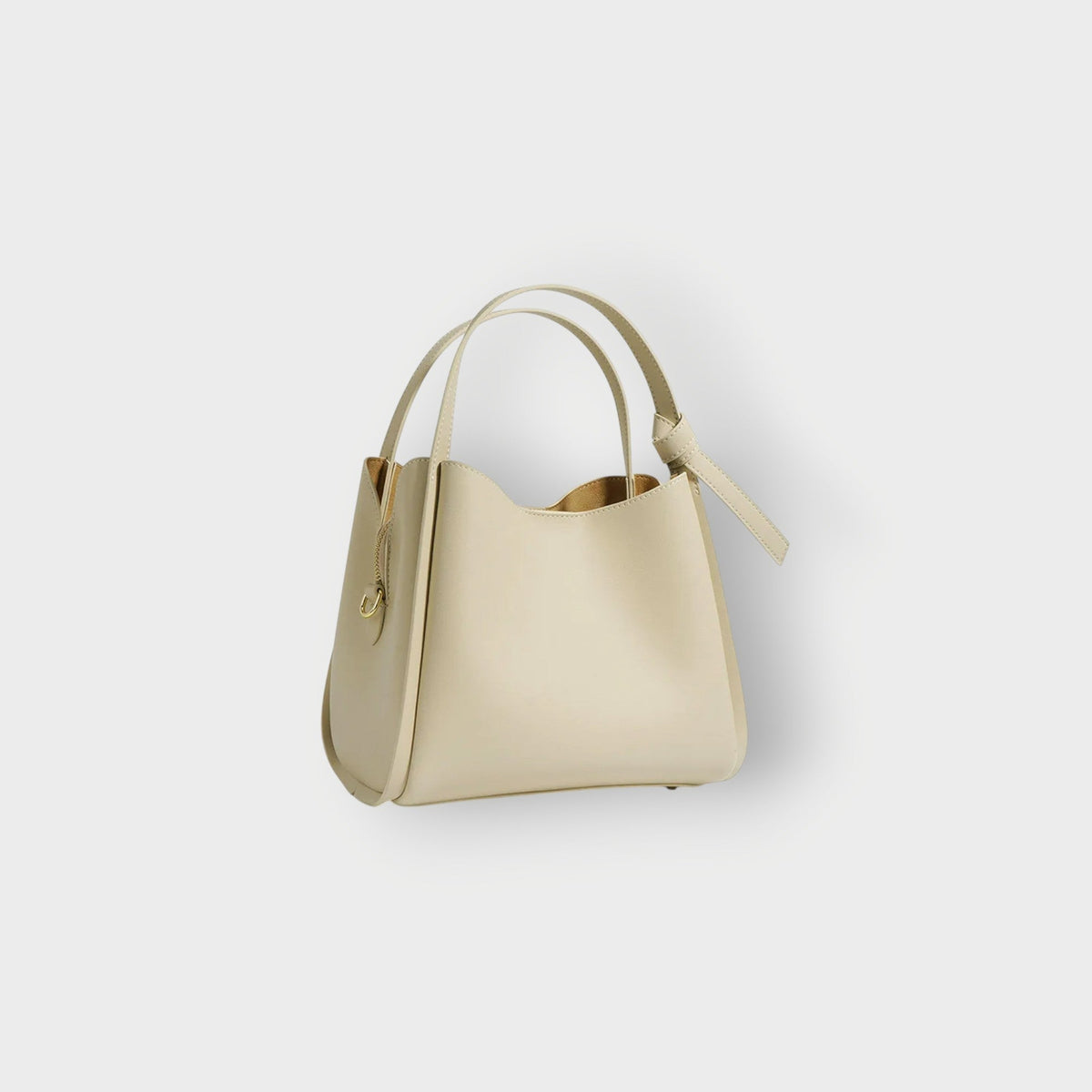 Bagulia Grace bucket bag in smooth leather with a drawstring top and round base