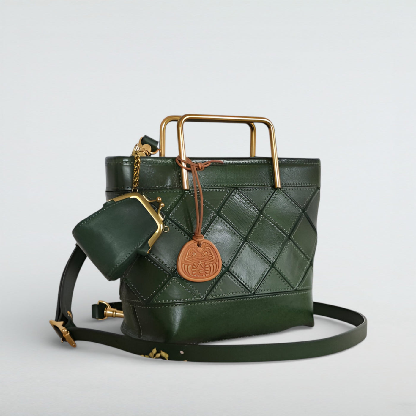 Mosaic Quilted Leather Handbag - Bagulia