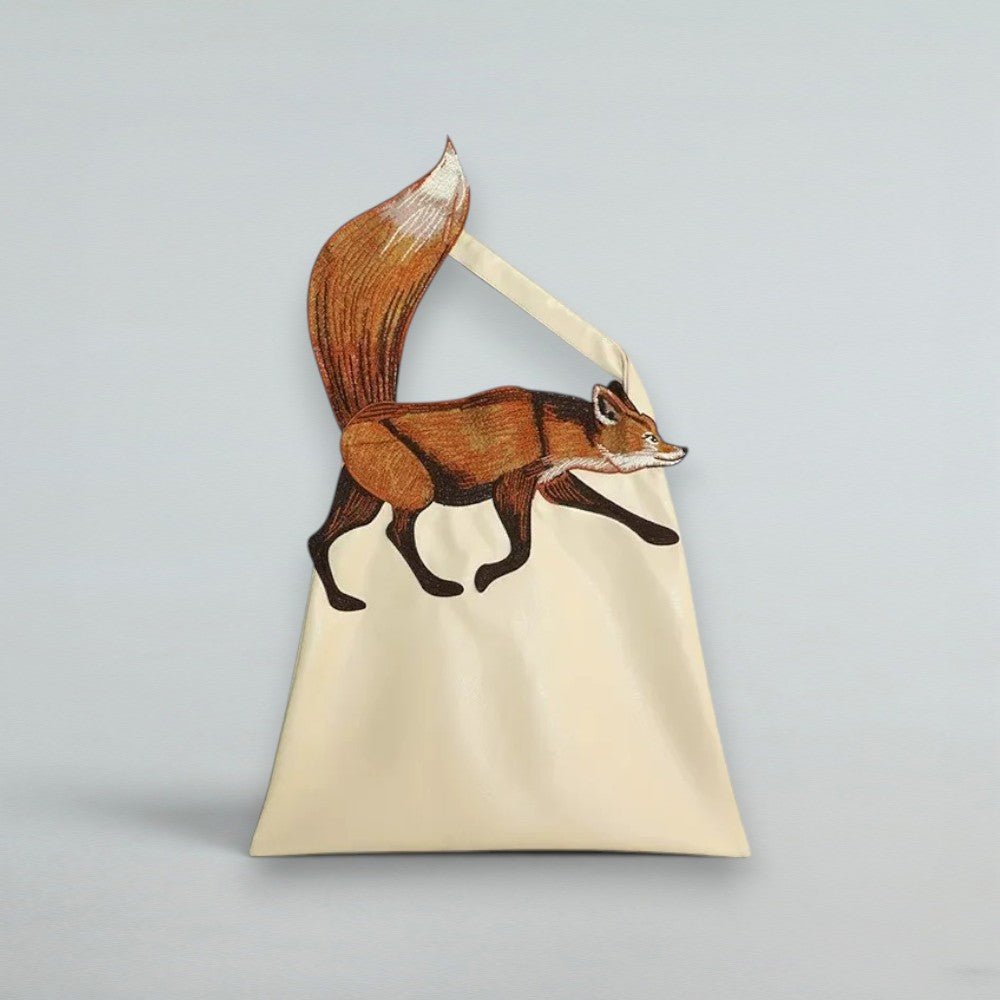 Fox Embroidered Tote Bag - Bagulia X Camoooni