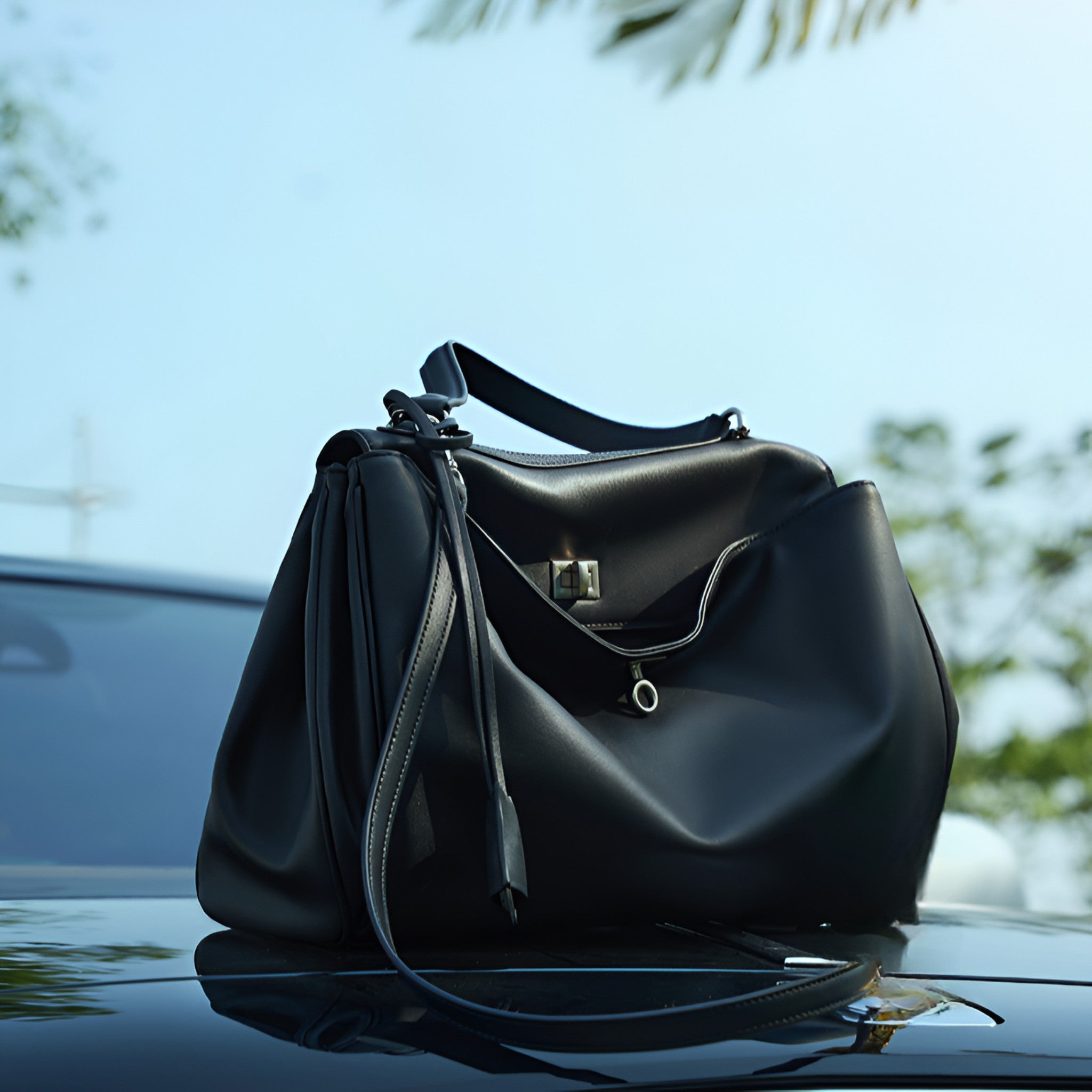Louve-Locket-Black-Handbag-Placed-On-Car-Front-By-Bagulia.jpg
