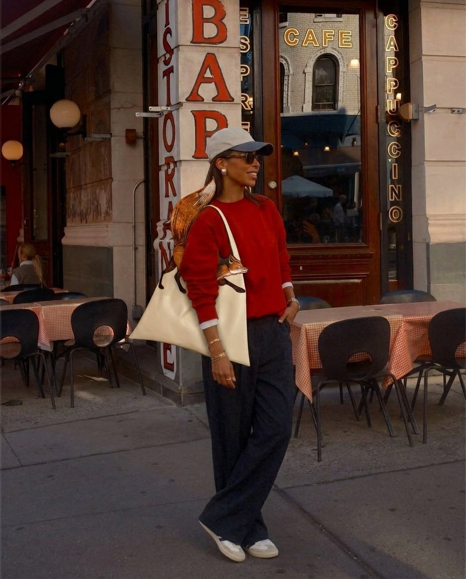 Fox Embroidered Tote Bag - Bagulia X Camoooni