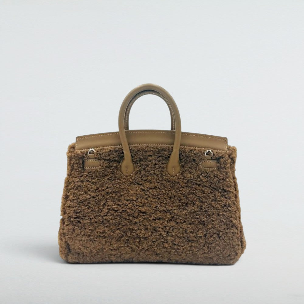 Back view of the Bagulia Birky 25cm Chocolate Brown teddy handbag