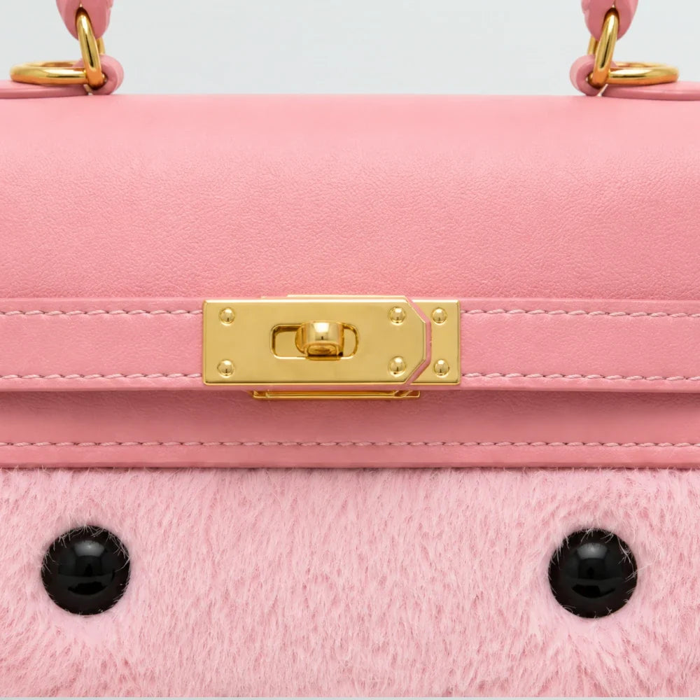 Bagulia Birky Jelly Kelly Pink handbag gold-tone turn-lock close-up