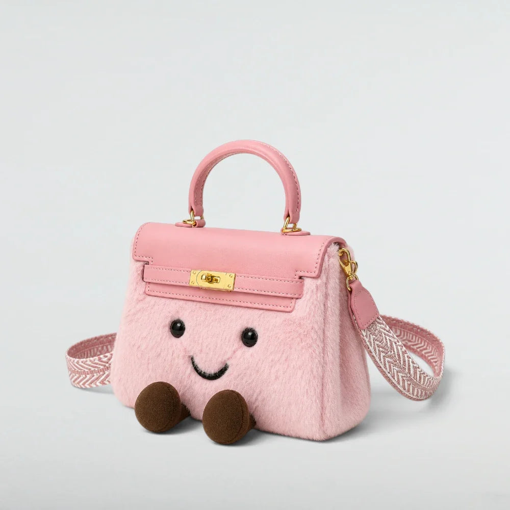 Bagulia Birky Jelly Kelly Pink character handbag side studio view