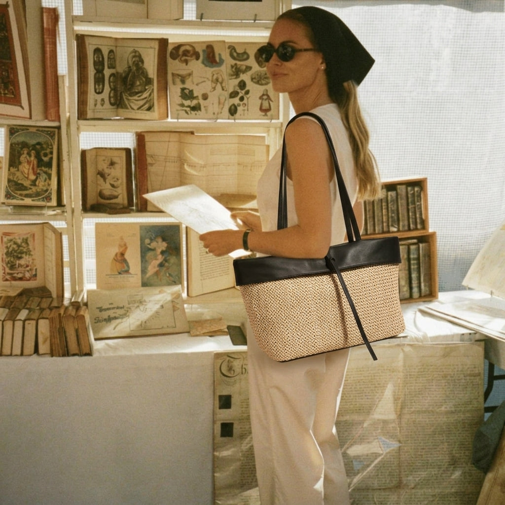 Lagoona Raffia and Leather Tote Bag-thumbmail-9