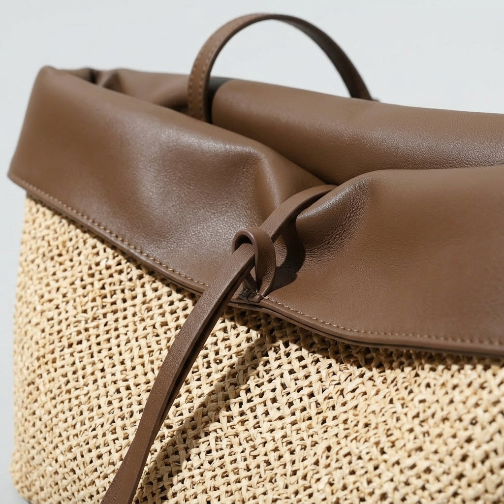 Lagoona Raffia and Leather Tote Bag