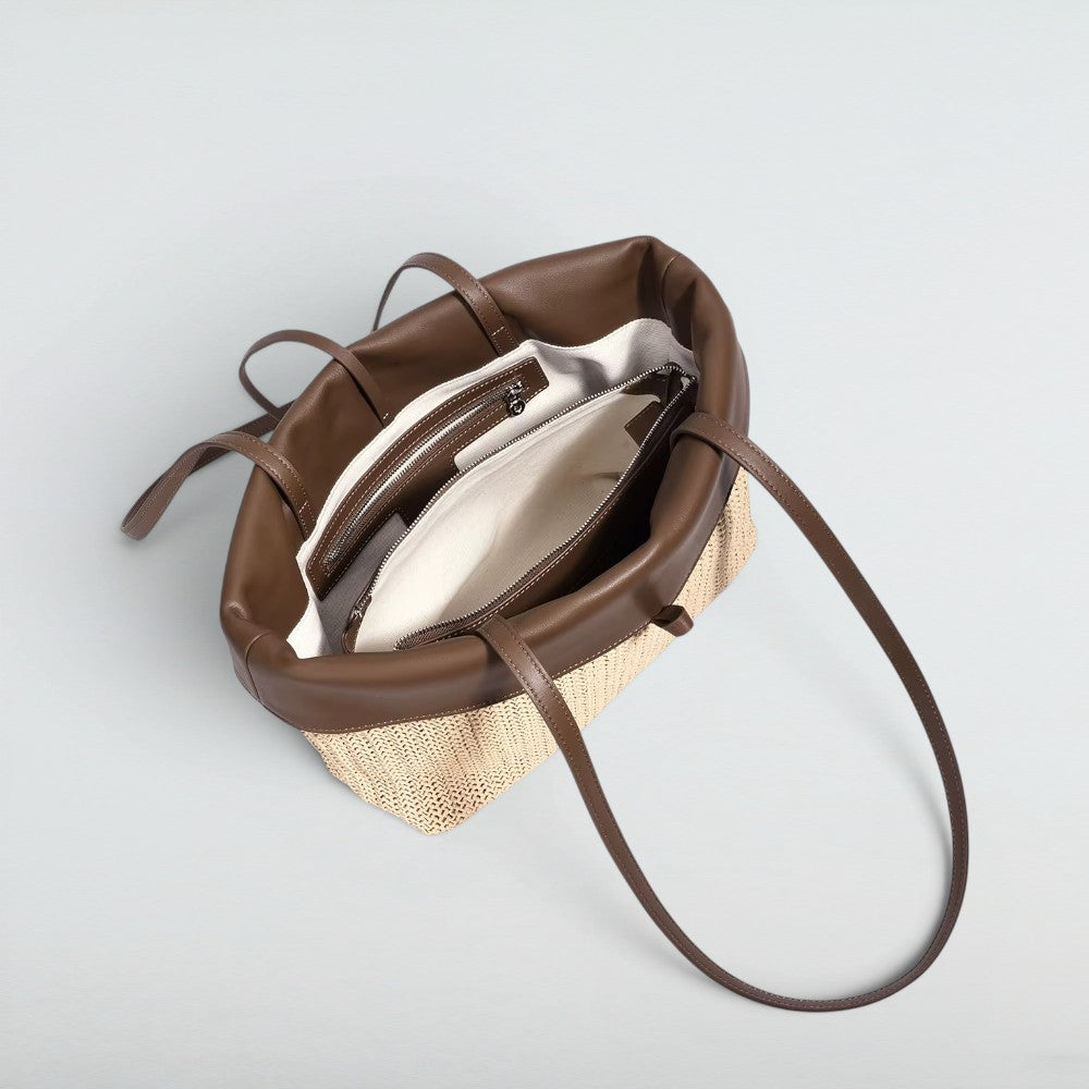 Lagoona Raffia and Leather Tote Bag