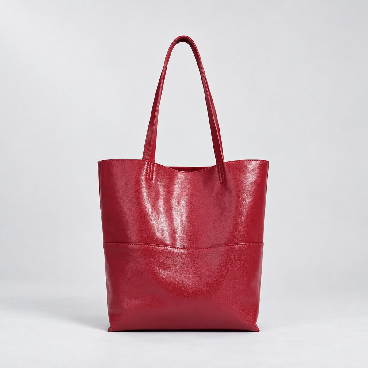 Bagulia Marielle Cherry Red tote, front view.