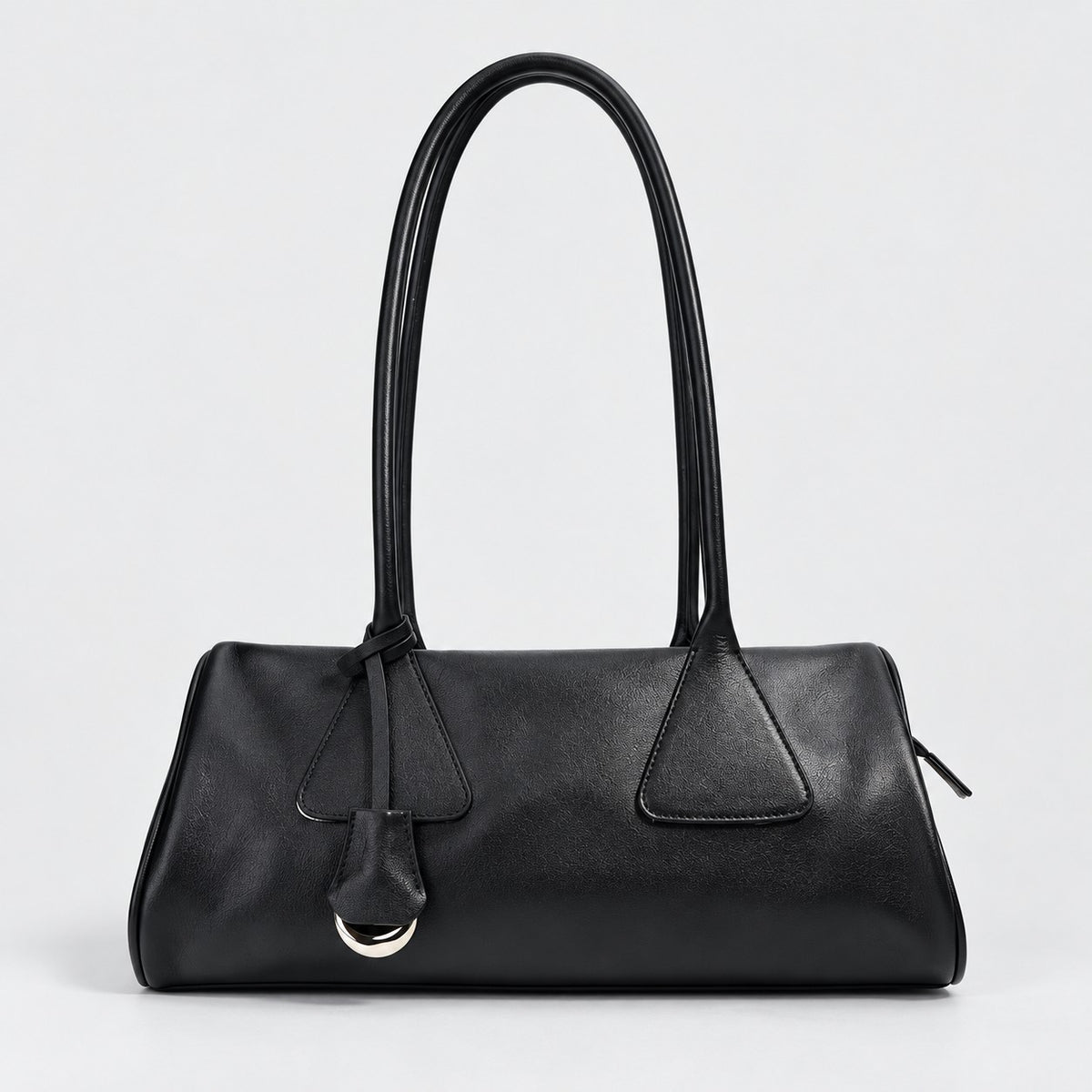 Bagulia Vera shoulder bag in black shown in front view.