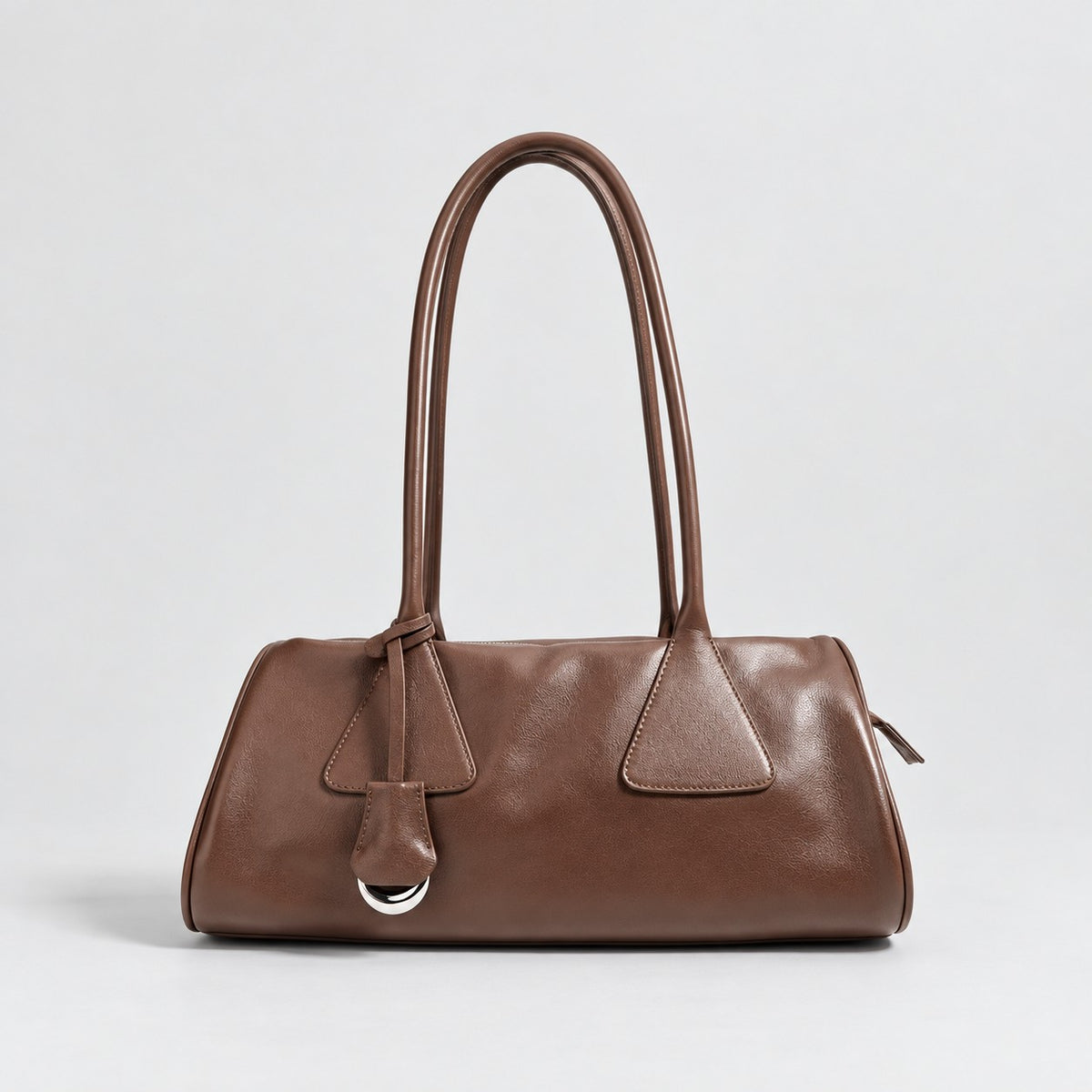 Bagulia Vera shoulder bag in brown shown in front view.