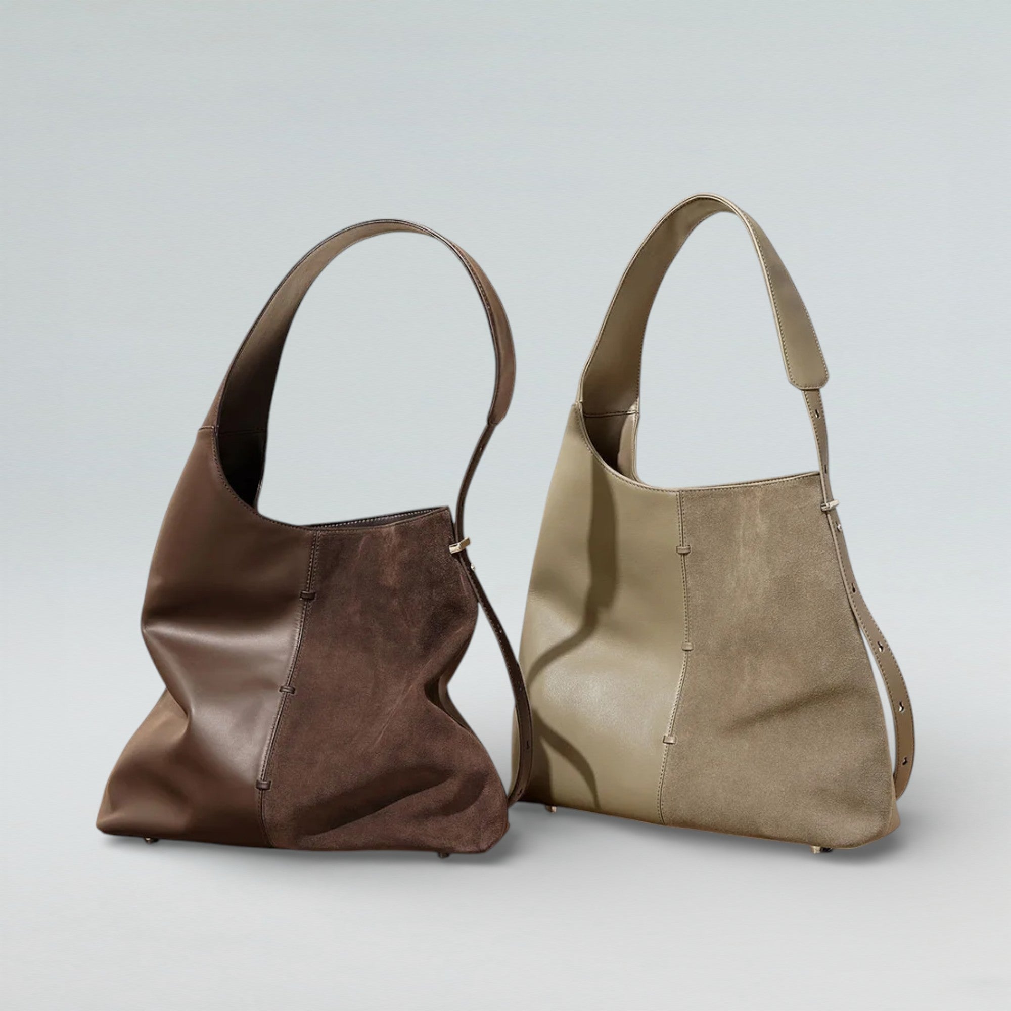 Lana Dana Suede x Leather Hobo Tote Bag - Bagulia