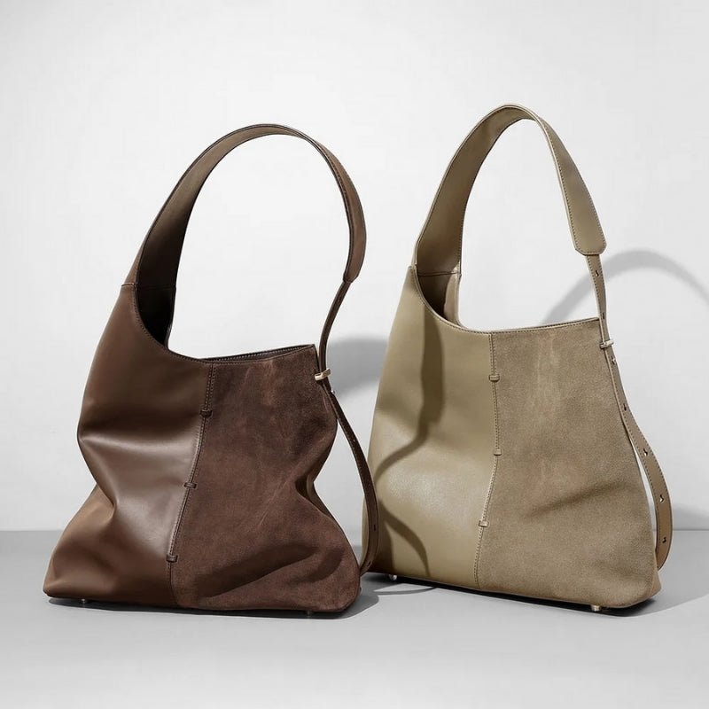 Lana Dana Suede x Leather Hobo Tote Bag - Bagulia - Luxury Handmade Leather Bags