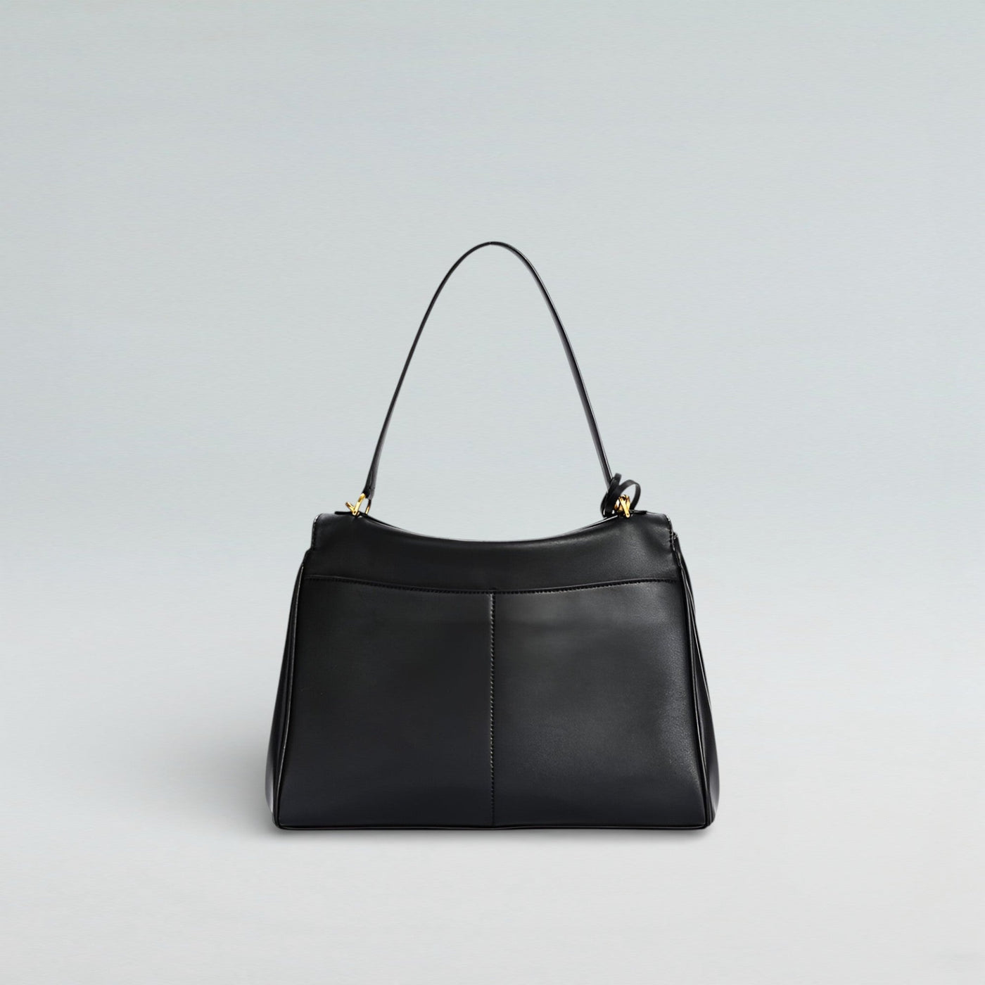 Bagulia Louve Locket Tote Bag in Black Leather — Back View