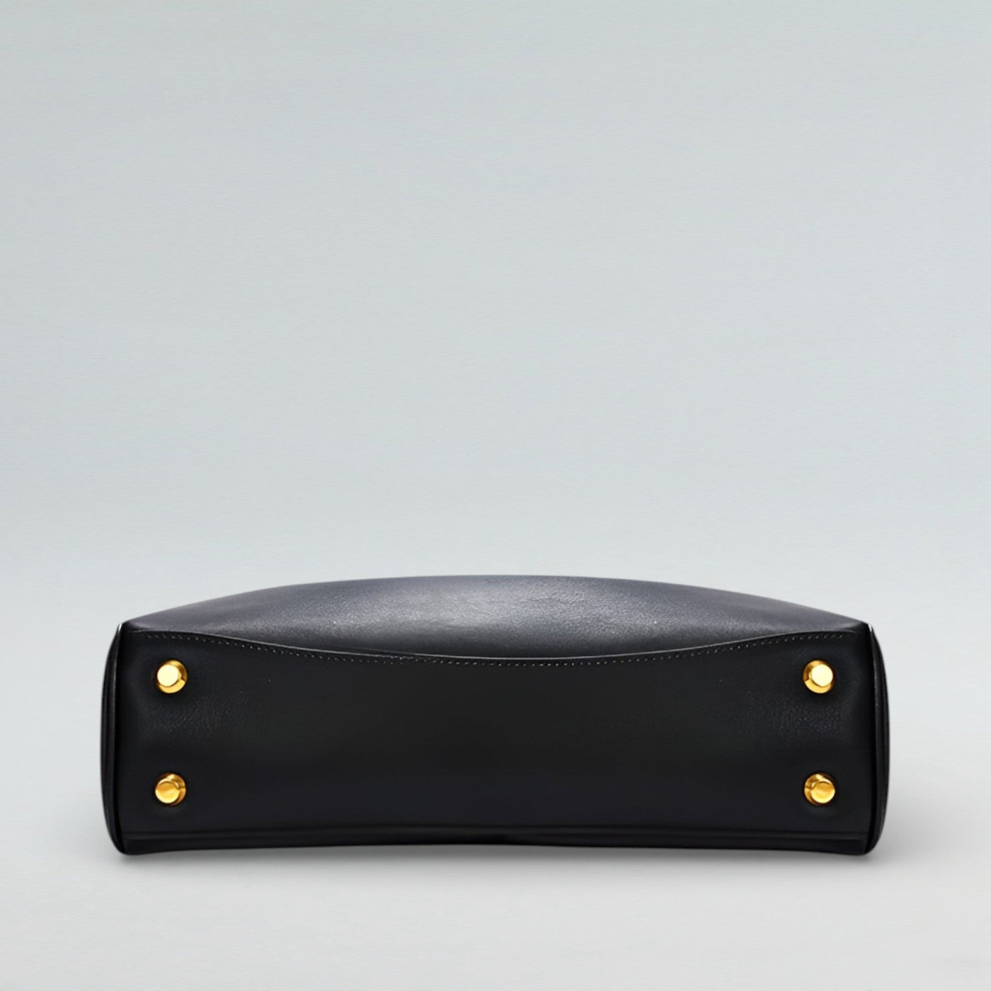 Bagulia Louve Locket Tote Bag in Black Leather — Base with Gold Feet