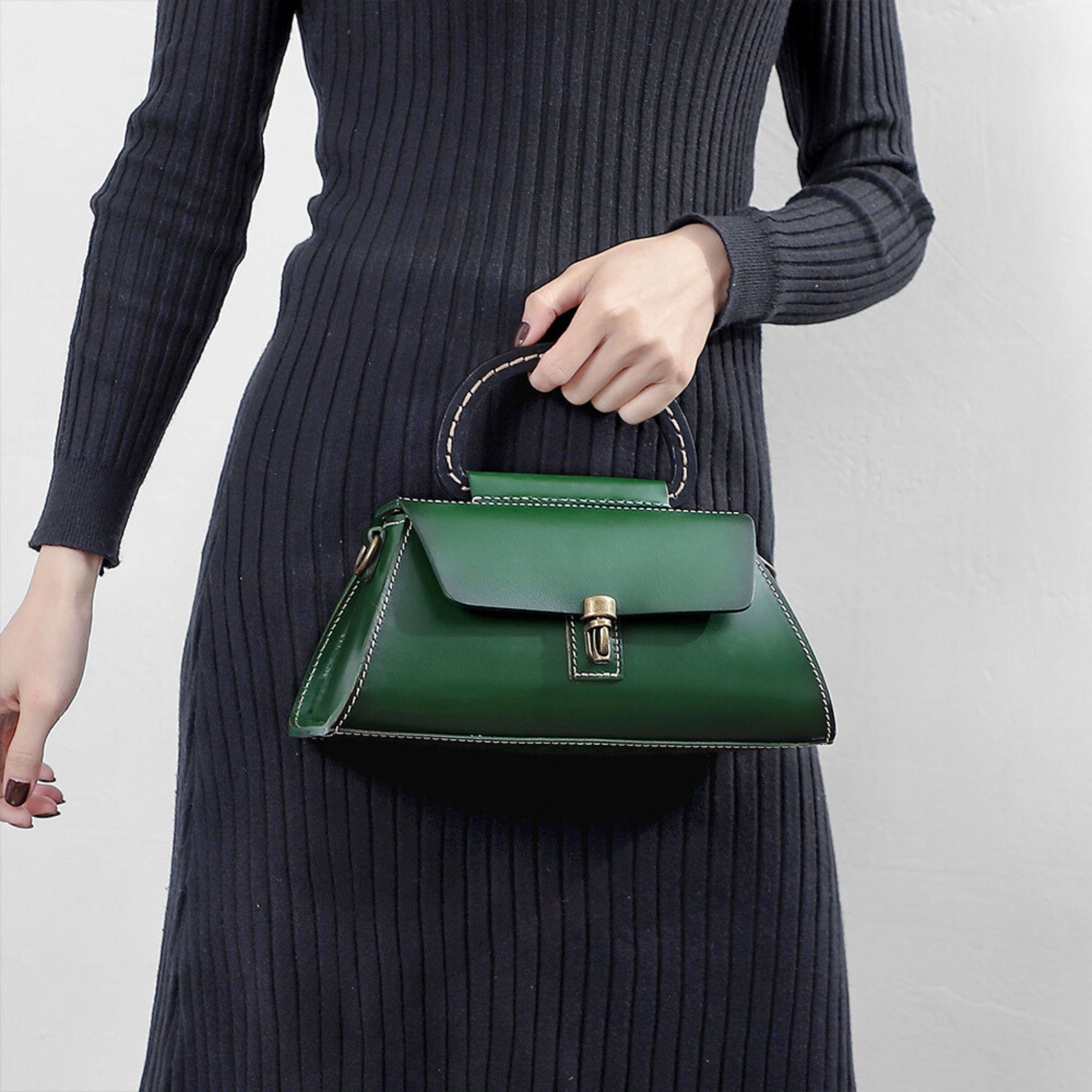 Mamacita Green Shoulder Bag - Bagulia - Luxury Handmade Leather Bags