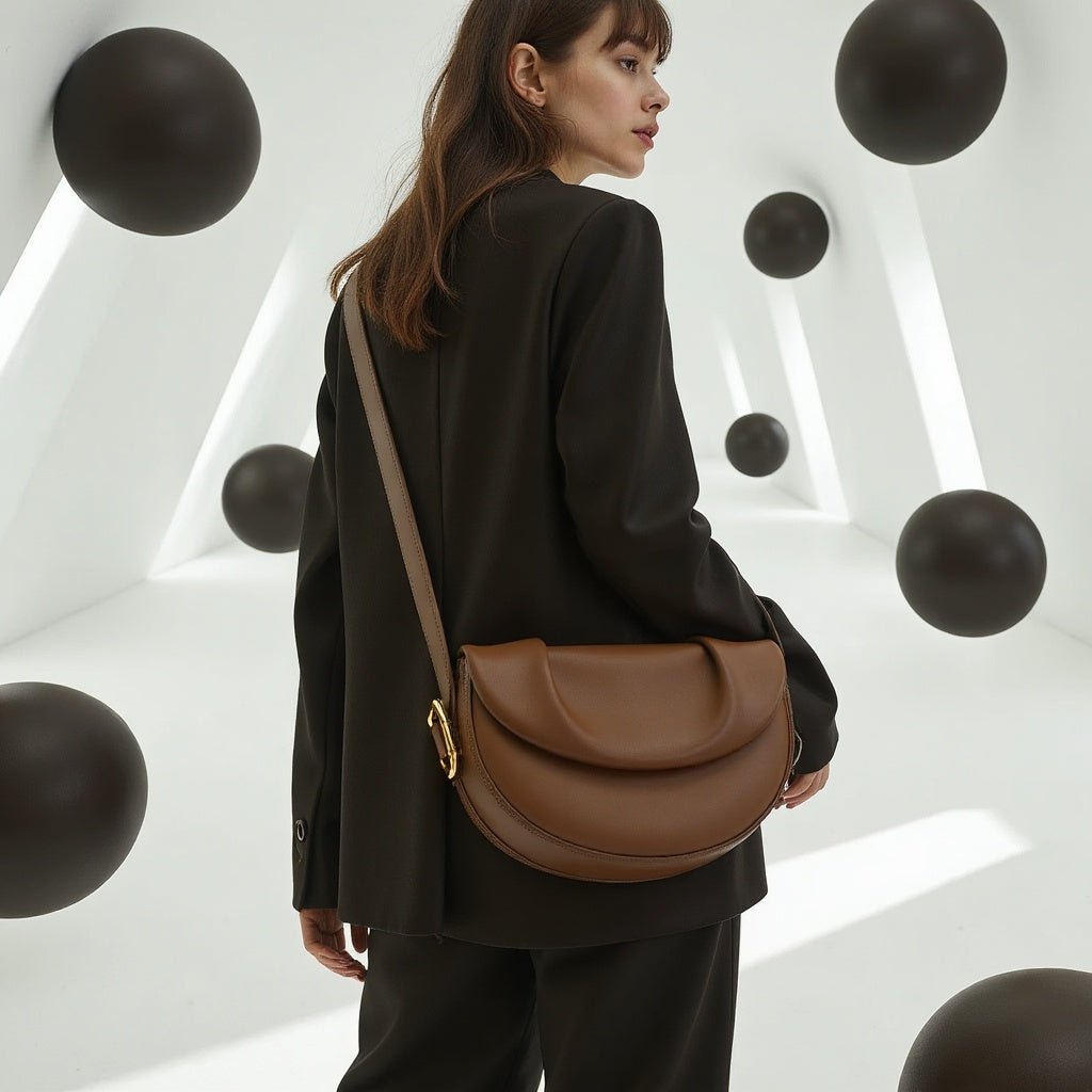 Midnight Eclipse Cross Body Bag Brown - Bagulia - Luxury Handmade Leather Bags