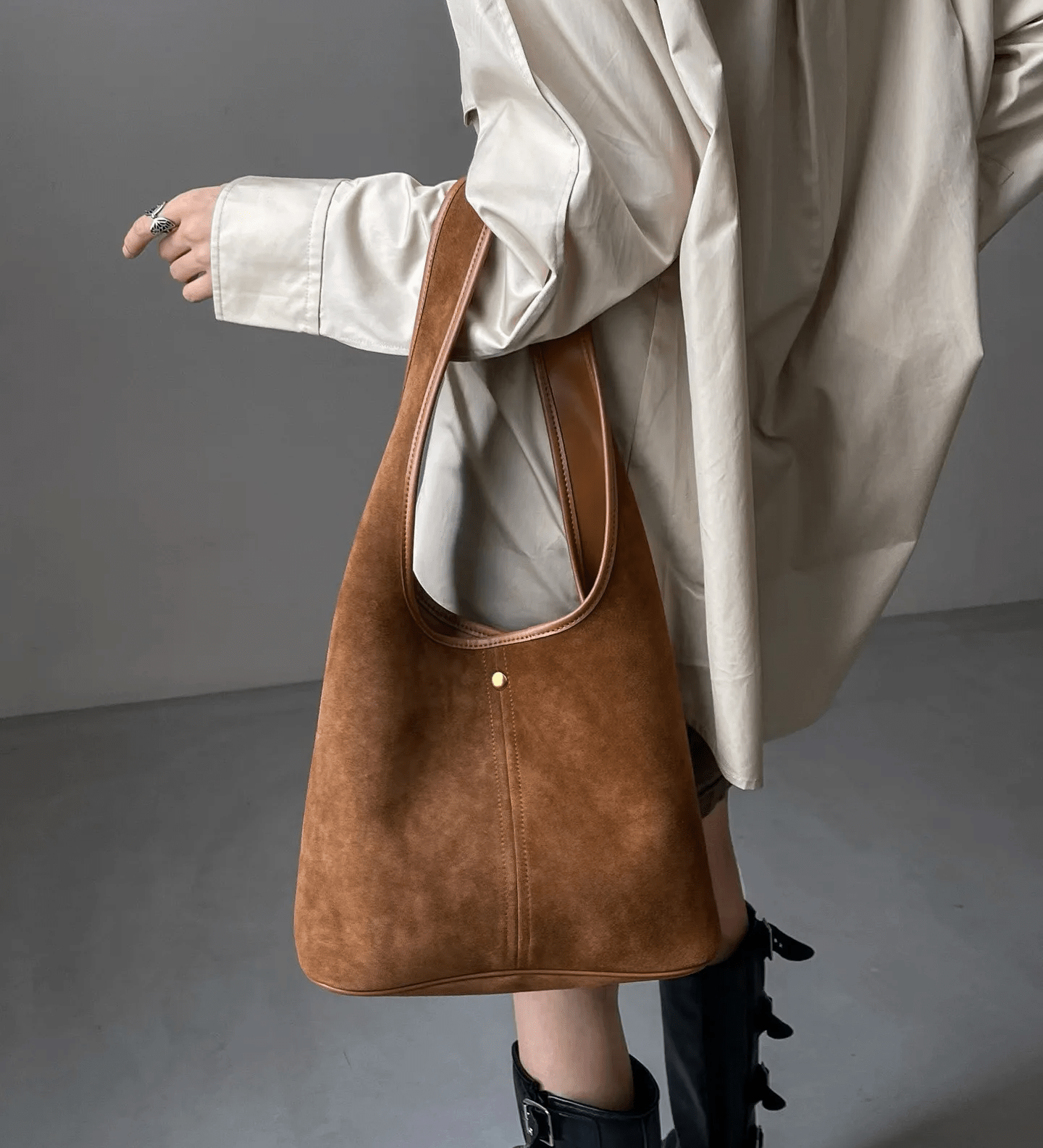 Suede x Canva Handbag - Bagulia - Luxury Handmade Leather Bags