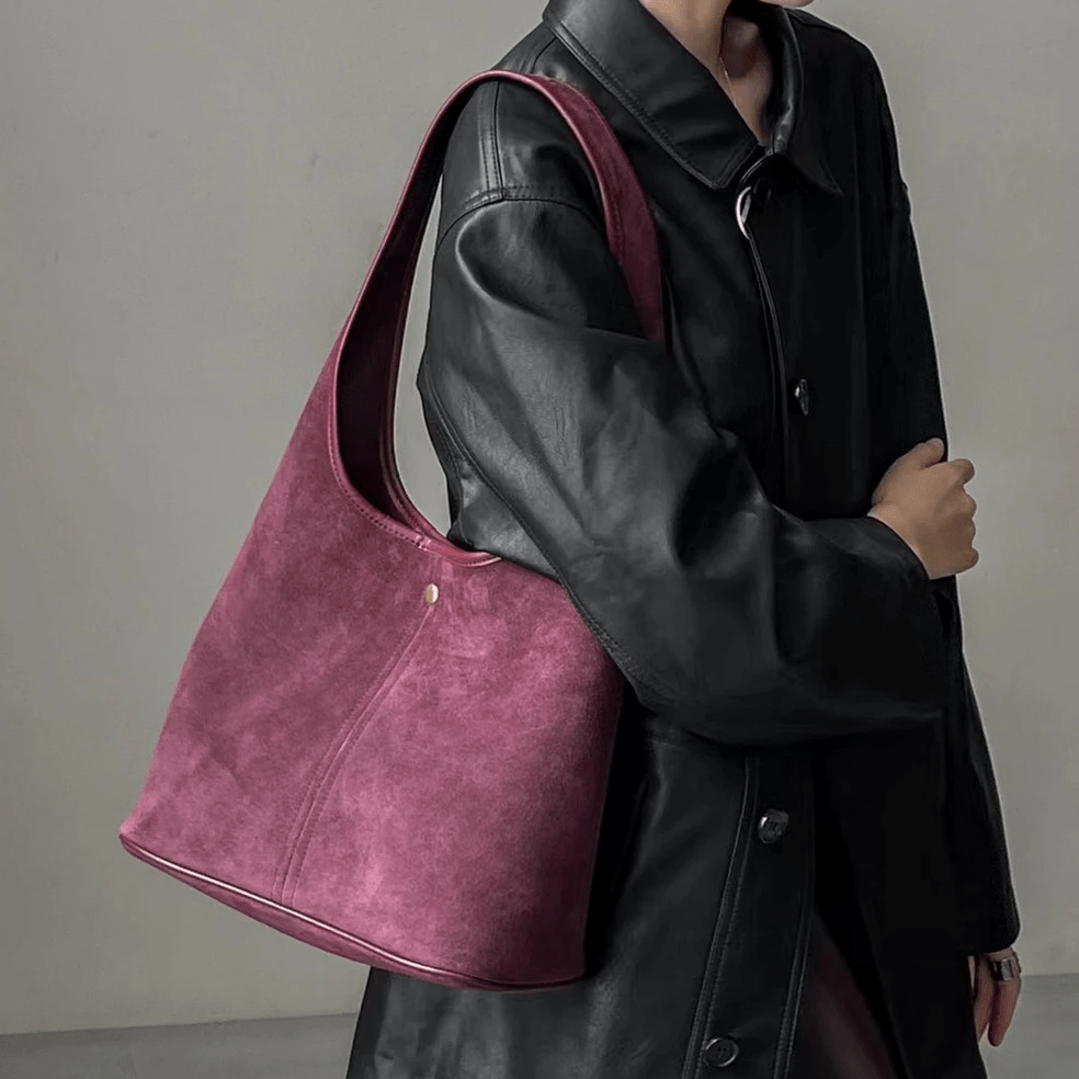 Suede x Canva Handbag - Bagulia - Luxury Handmade Leather Bags