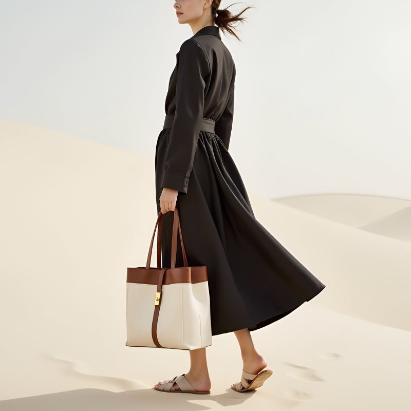 White Sahara Tote Bag - Tote Bag - Bagulia - Luxury Handmade Leather Bags